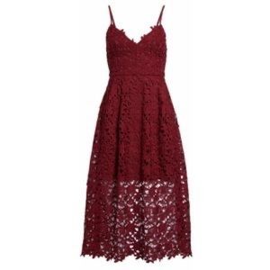 ASTR Lace Midi Dress in Wine Color, Medium Size
